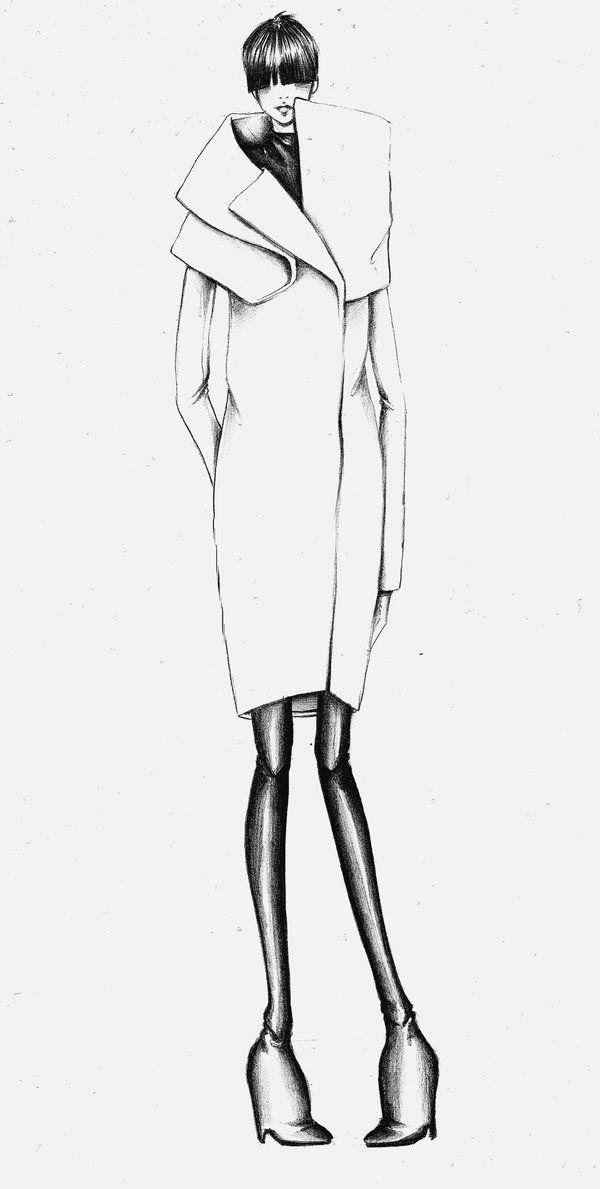 600x1189 Fashion Illustration With Jil Sander Coat - Coat Sketch