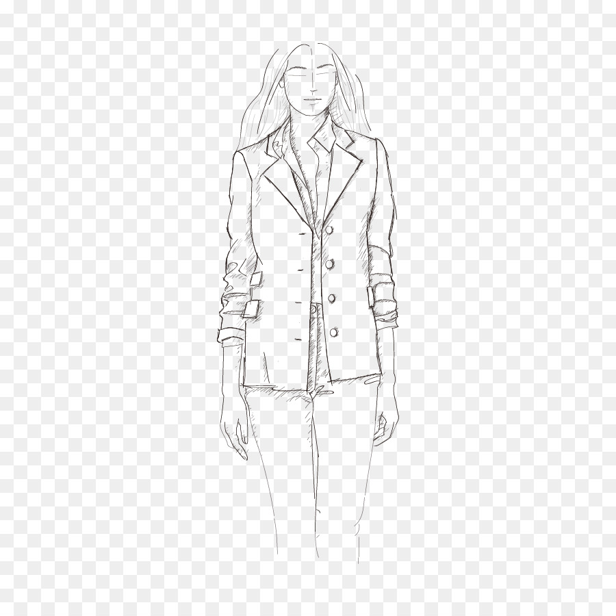 900x900 Jacket White Drawing Line Art Sketch - Coat Sketch
