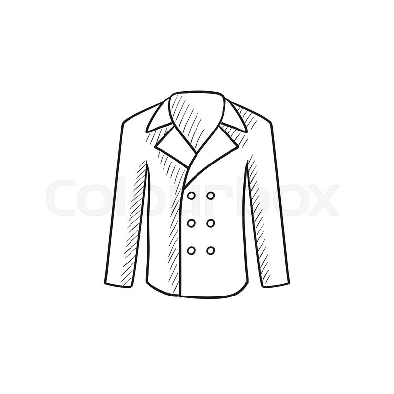 800x800 Male Coat Vector Sketch Icon Isolated On Background. Hand Drawn - Coat Sketch