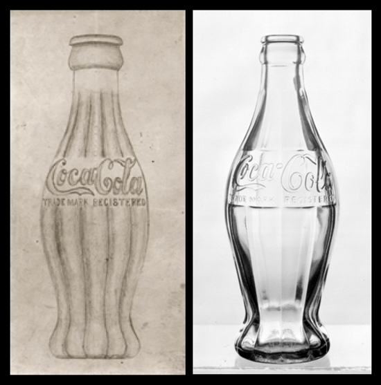 550x557 First Versions Coca Cola - Coca Cola Bottle Sketch