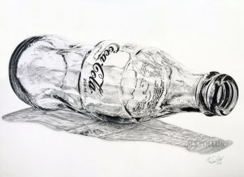 350x254 Artfido Buy Art Online Classic Coca Cola Glass Bottle Pen And - Coca Cola Bottle Sketch