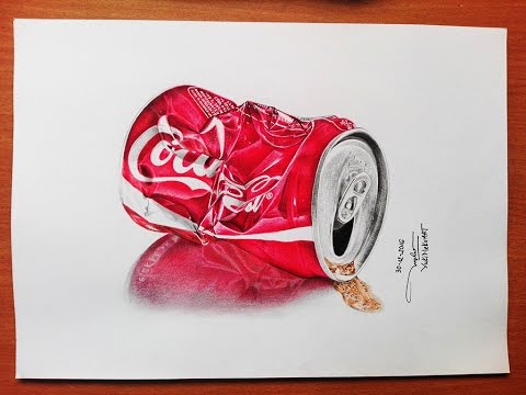 480x360 Drawing Crushed Coca Cola Can ( Colored Pencils ) - Coca Cola Can Sketch