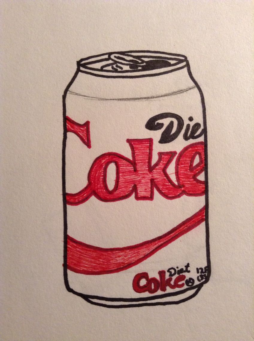 848x1136 Half Colored Drawing Of A Diet Coke Can. Find Something To Draw - Coca Cola Can Sketch