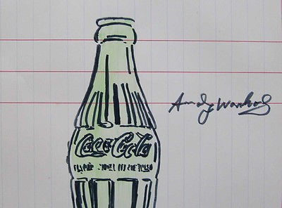 400x296 Beautiful Pop Art Coca Cola Sketch Signed With Andy Warhol Era - Coca Cola Sketch