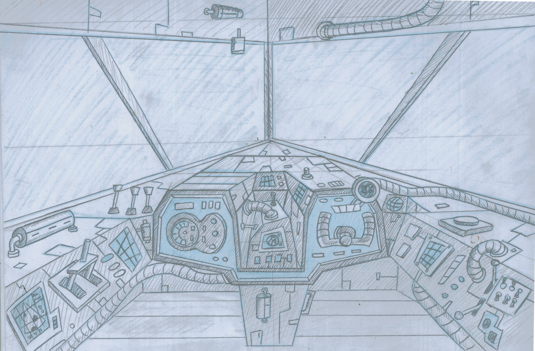 1751x1148 Spaceship Cockpit Concept Ryan Clachrie - Cockpit Sketch
