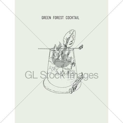 500x500 Green Forest Cocktail , Sketch Vector. Gl Stock Images - Cocktail Sketch