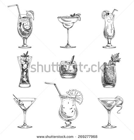 450x470 Collection Of Martini Glass Drawing Png High Quality, Free - Cocktail Sketch
