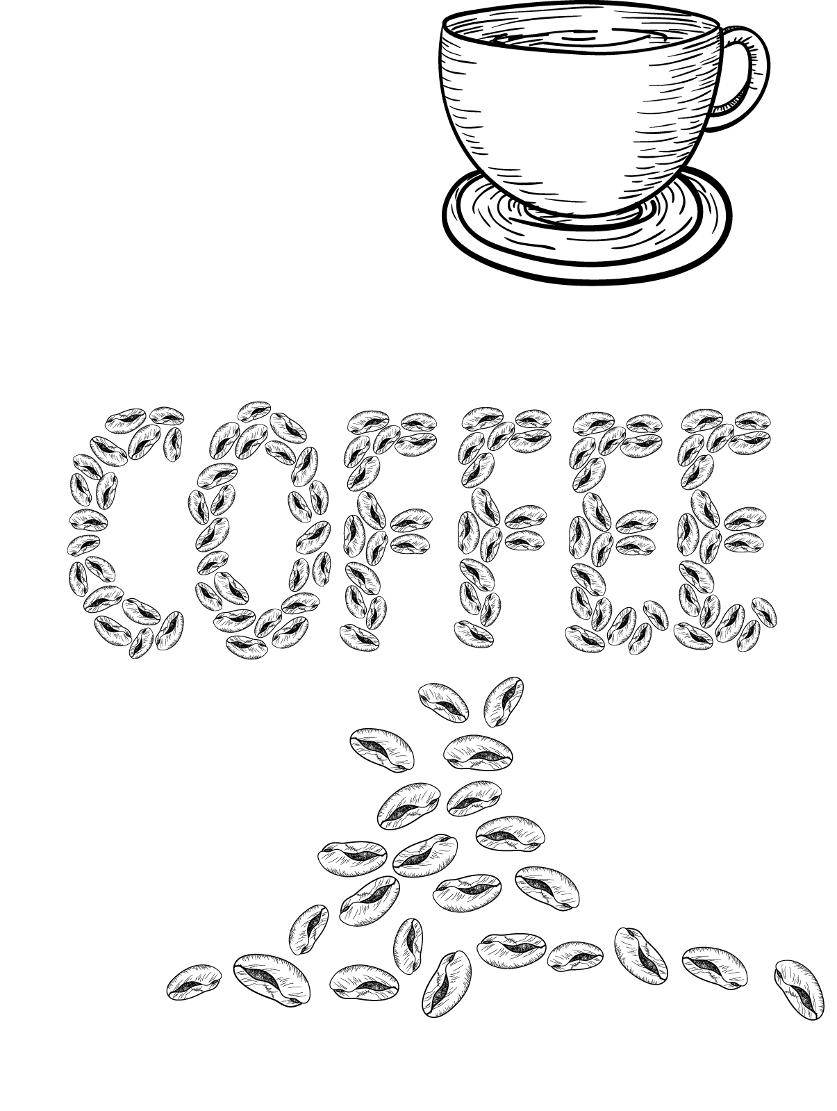 1205x1599 Coffee Bean Cafe Drawing - Coffee Bean Sketch