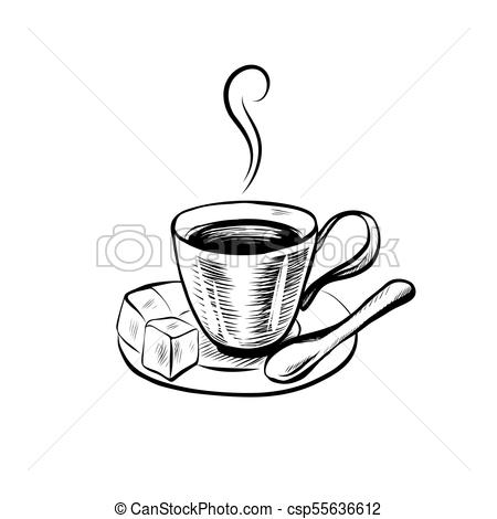 450x470 Coffee Set. Hand Drawn Icon With Coffee Cup. Sketch Coffee - Coffee Cup Sketch