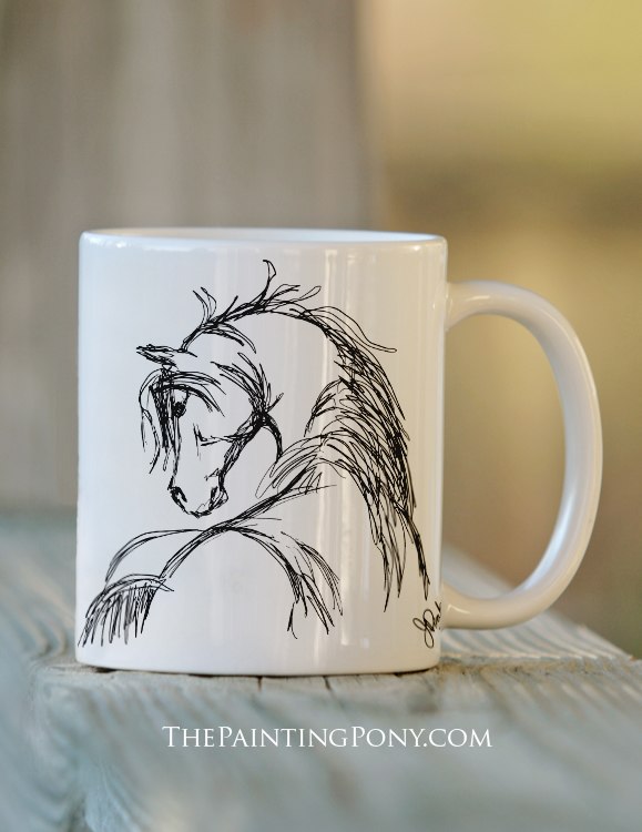 579x750 Horse Head Sketch Equestrian Coffee Mug - Coffee Cup Sketch