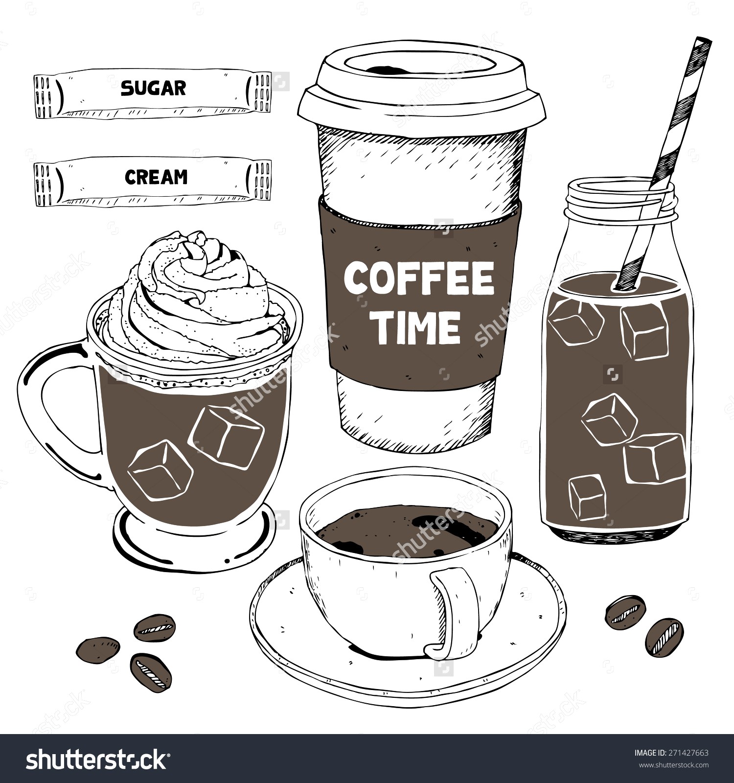 Рисунки для срисовки стакан с кофе