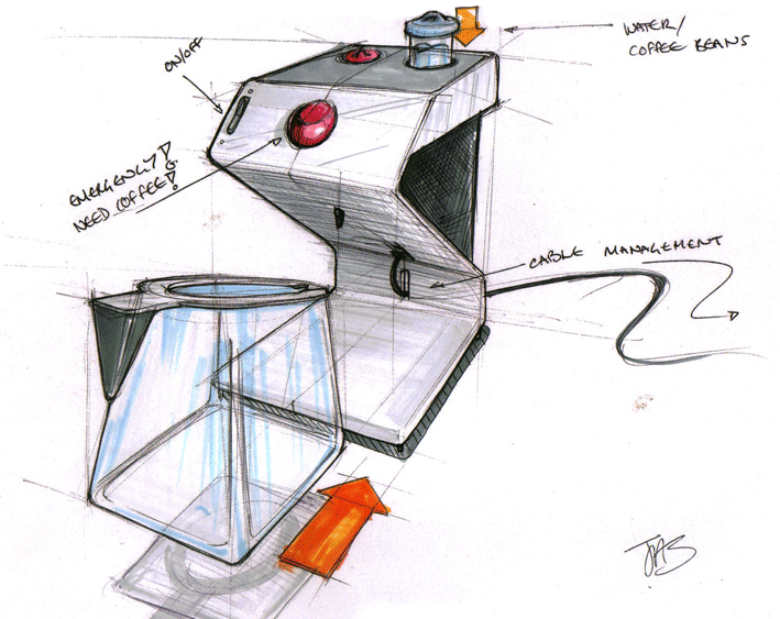 709x563 Sketch Challenge 23 Coffee Maker, June 2009 - Coffee Maker Sketch
