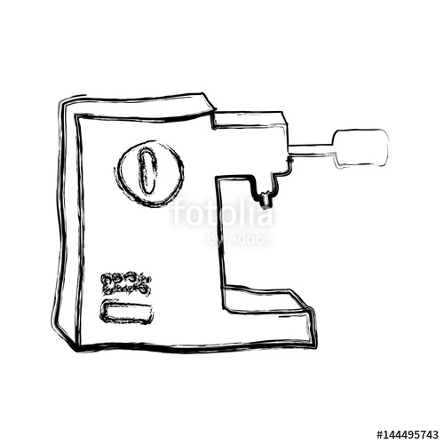 500x500 Monochrome Sketch Hand Drawn With Coffee Maker In Side View Vector - Coffee Maker Sketch