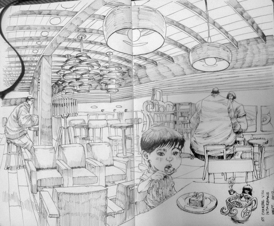 960x792 Coffee Shop Sketch By The Hand - Coffee Shop Sketch