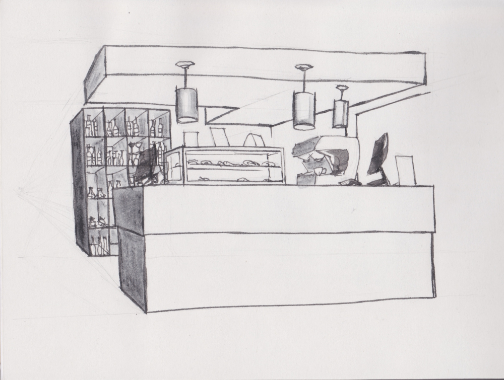 1000x755 Local Coffee Shop - Coffee Shop Sketch
