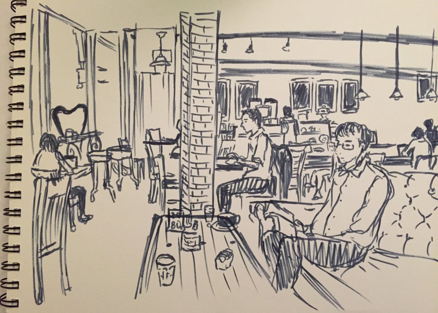 900x643 Coffee Shop Sketch By Neosailorcrystal - Coffee Shop Sketch