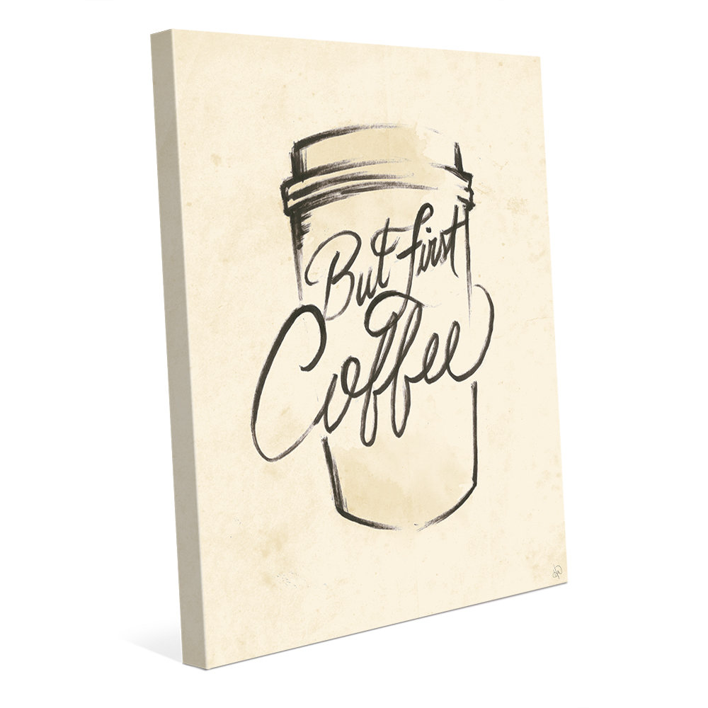 1000x1000 Click Wall Art But First Coffee Sketch Painting Print On Wrapped - Coffee Sketch