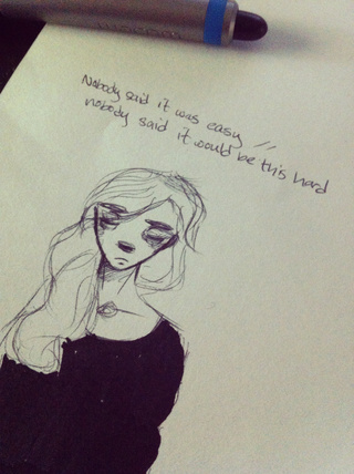 320x428 Drawing Smol Girls In Black Shirts Is V Satisfying Ft. Tablet Pen - Coldplay Sketch