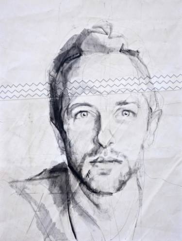 375x498 Portrait Of Chris Martin On Sail Painting By Inge Koetzier Van - Coldplay Sketch