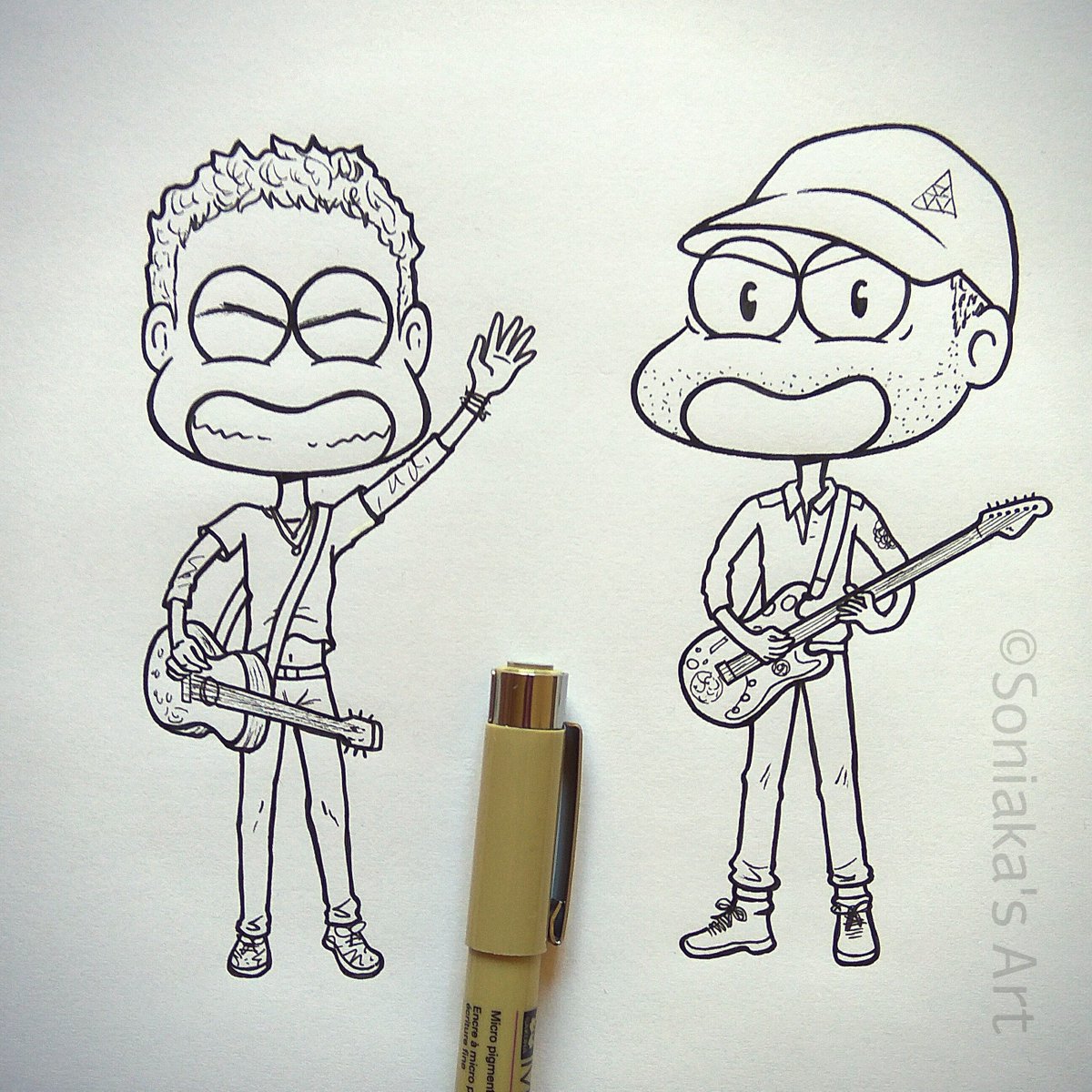 1200x1200 Soniaka On Twitter Coldplay Band Members Ink And Graphite - Coldplay Sketch