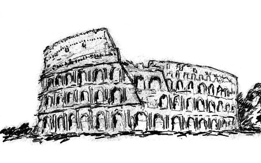 900x565 Food Drawing Images, Pencil Sketches, Colorful Arts Drawing Skill - Coliseum Sketch