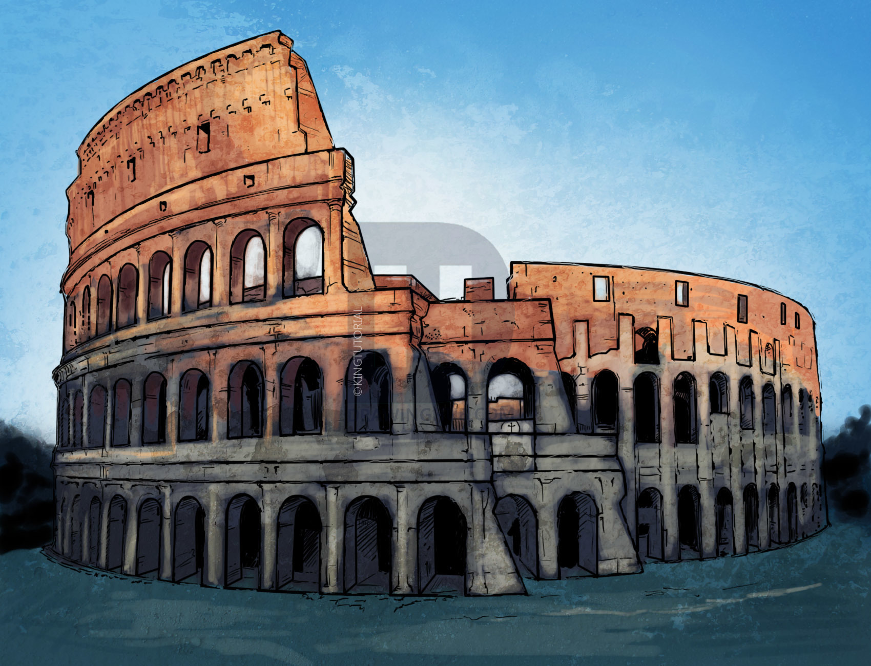 1700x1300 How To Draw The Colosseum, Step By Step, Drawing Guide, By - Coliseum Sketch