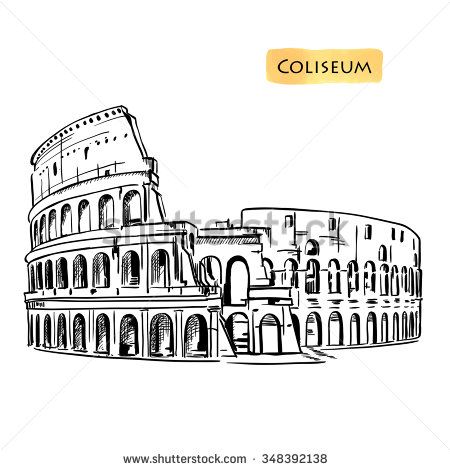 450x470 Coliseum In Rome, Italy. Colosseum Hand Drawn Vector Illustration - Coliseum Sketch