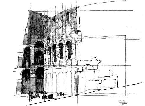 500x365 Coliseum Sketch Sketches Drawings Sketches - Coliseum Sketch