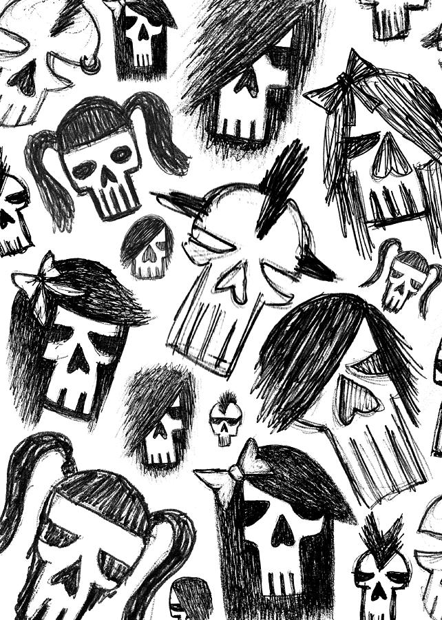 642x900 Skull Sketch Collage Digital Art By Roseanne Jones - Collage Sketch