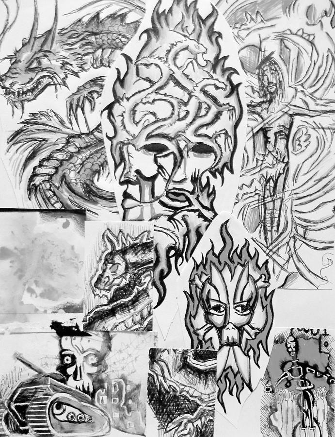 691x900 Black And White Sketch Collage Drawing By Jaime Paberzis - Collage Sketch