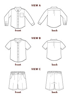 250x345 Digital Sketchbook Shirt + Shorts Sewing Pattern Shop Oliver + S - Collared Shirt Sketch