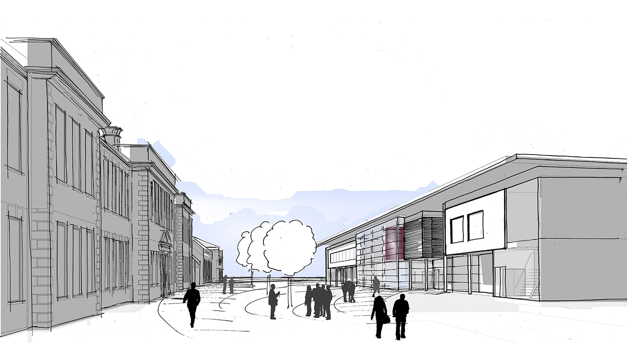 1292x708 Harton Technology College - College Building Sketch