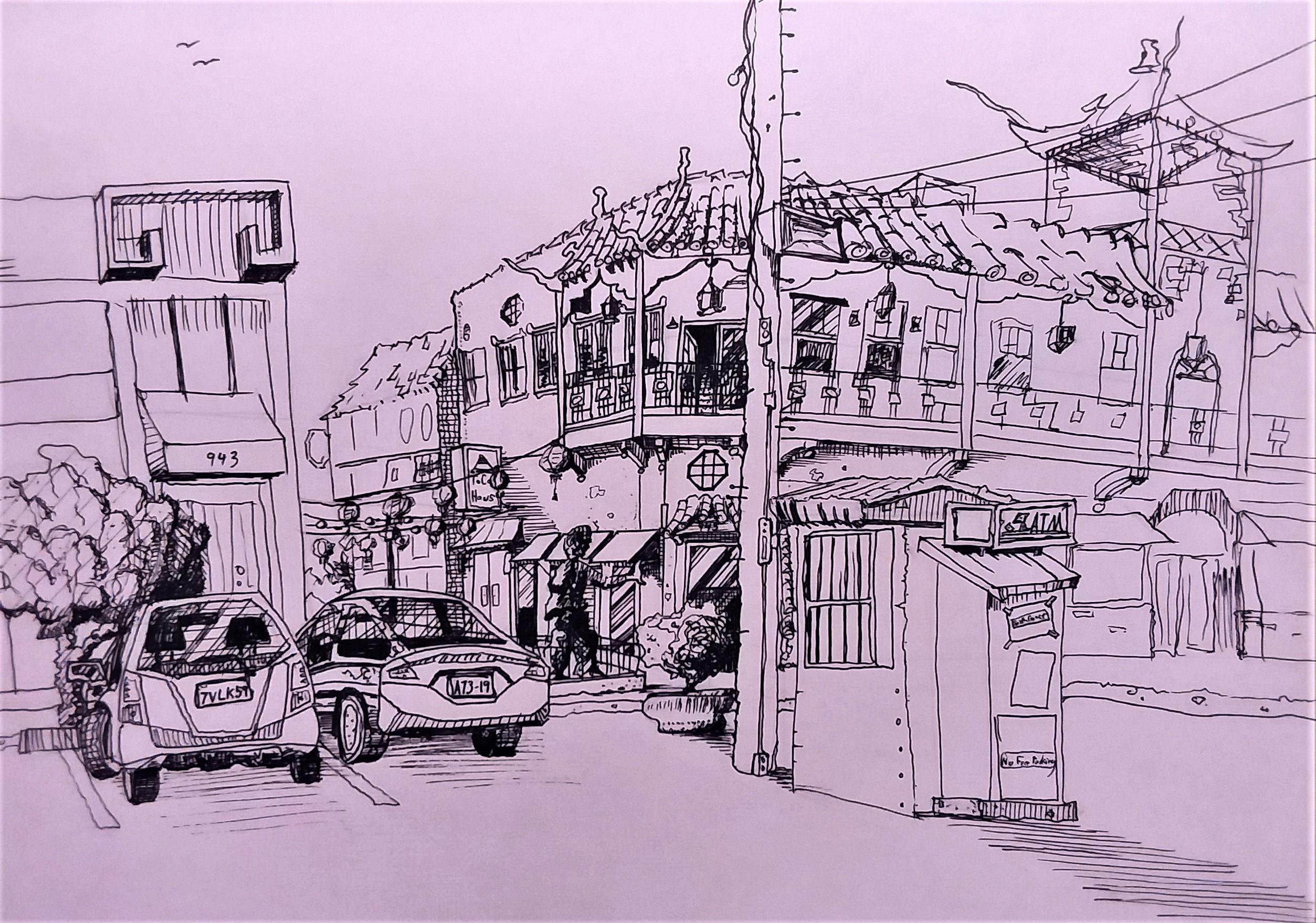 2507x1760 Urban Sketching In La - College Sketch