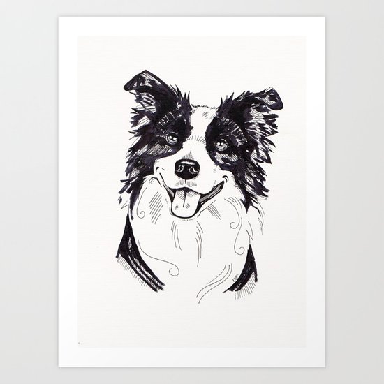 550x550 Collie Sketch Art Print By Evei Society6 - Collie Sketch