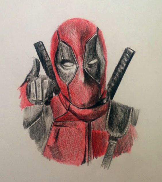 564x636 Deadpool Color Pencil Sketch - Color Pencil Sketch