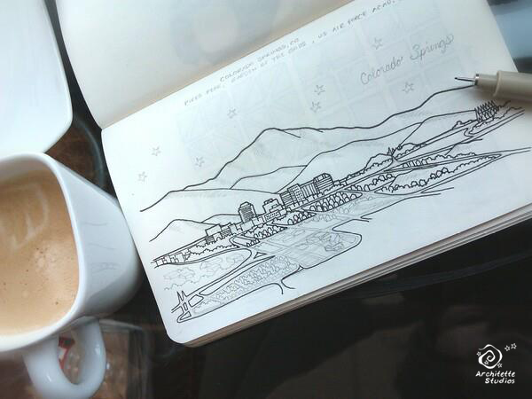 600x450 Colorado Springs City Skyline - Colorado Sketch