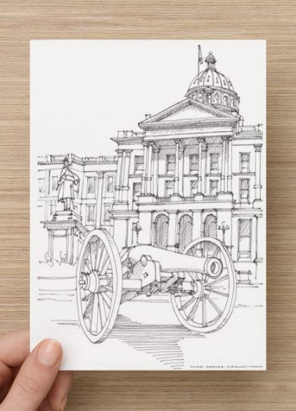 421x584 Ink Sketch Of Capitol Building In Denver, Colorado - Colorado Sketch