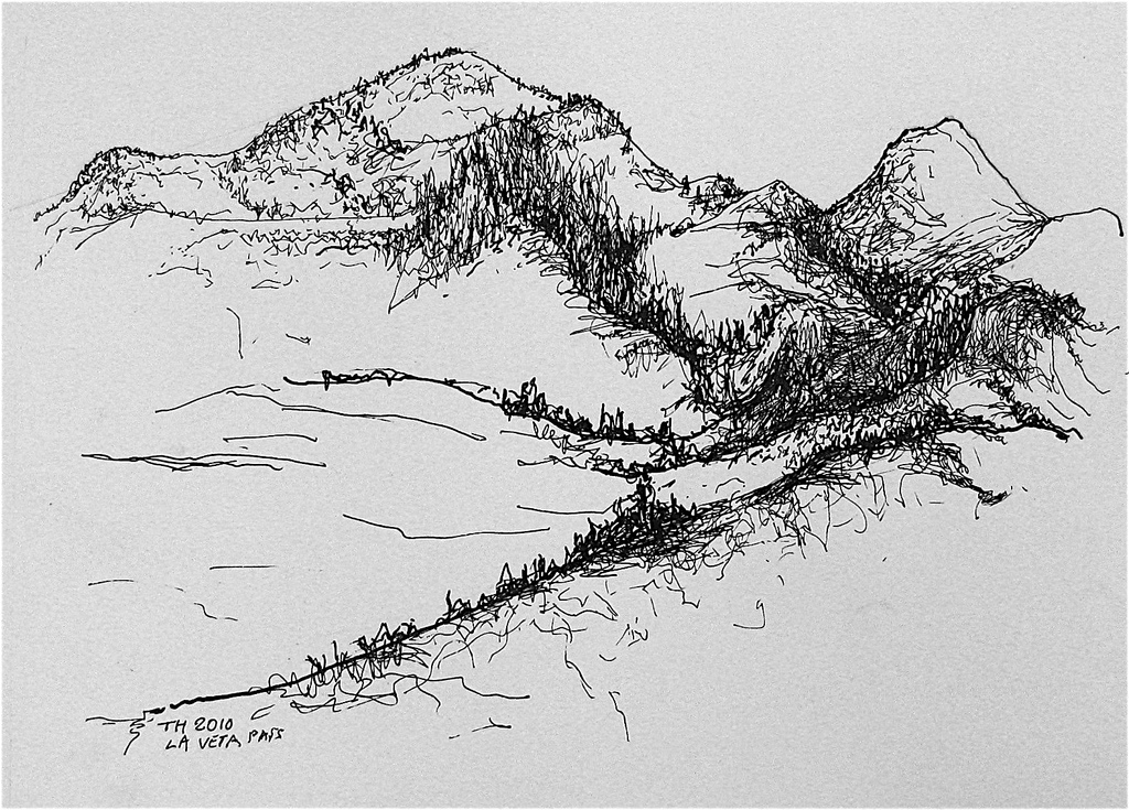 1024x735 Toward La Veta Pass. Colorado. Pen Ink Sketch 812 X 11 - Colorado Sketch
