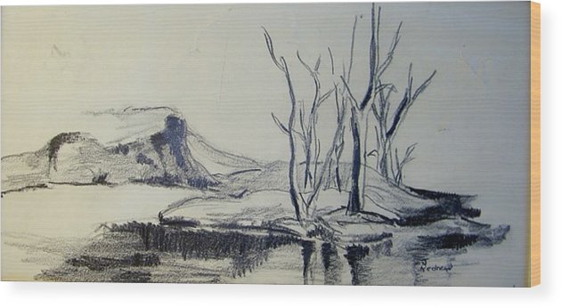 630x346 Colorado Pencil Sketch Wood Print By Judith Redman - Colorado Sketch