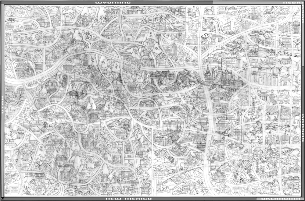 1000x660 Colorado Picture Map Kenny Be Art - Colorado Sketch