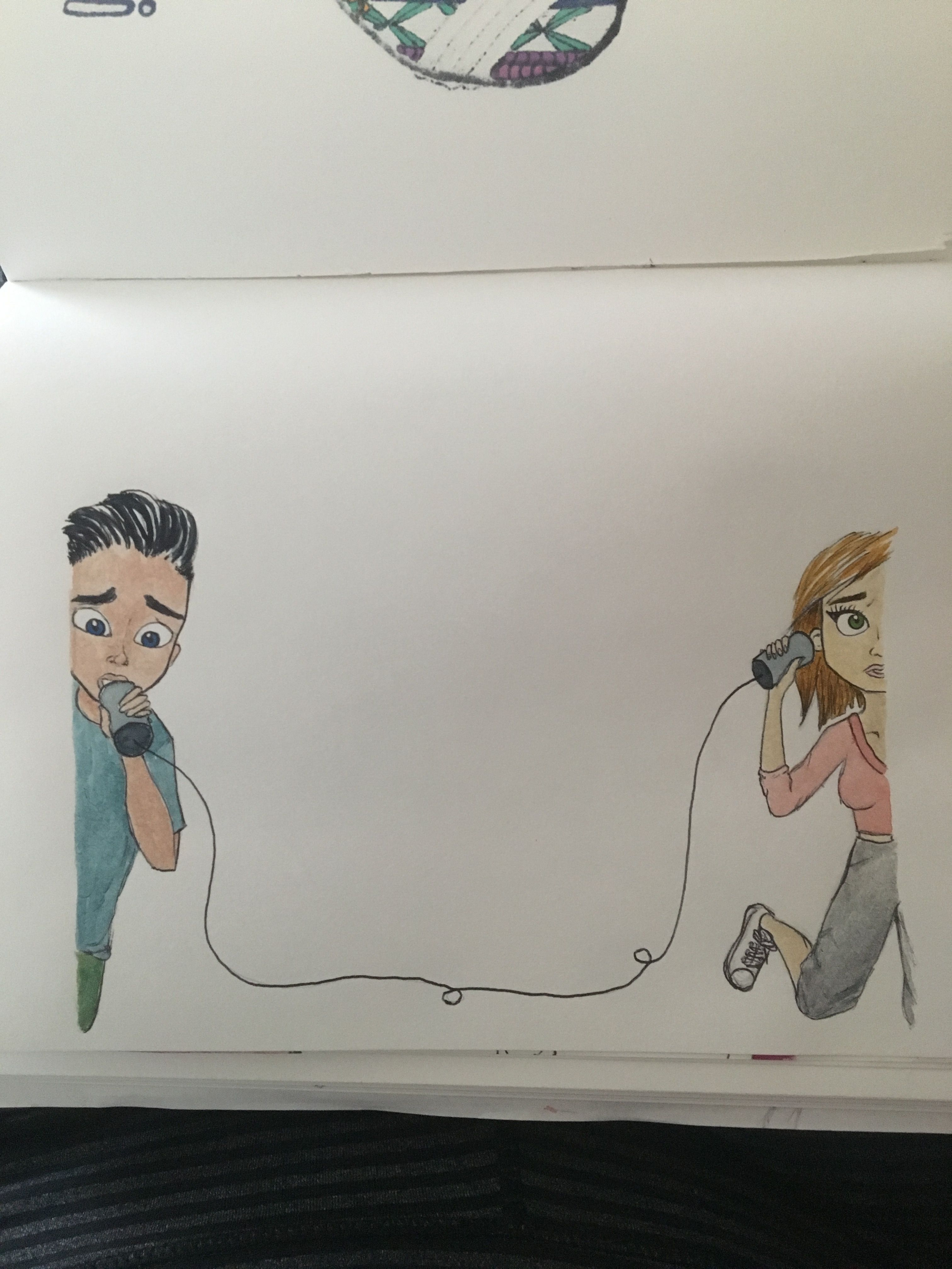 3024x4032 Colored Drawing. Couple Drawing. Love. Sketches. Long Distance - Colored Sketch