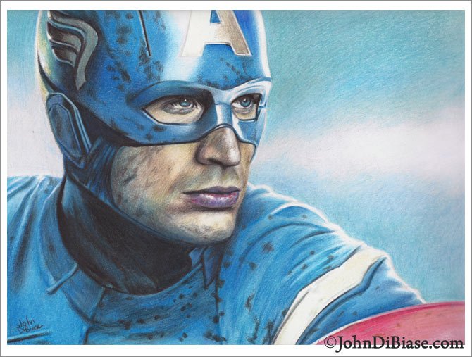 670x507 Full Color Captain America Colored Pencil Drawing - Colored Sketching Pencils