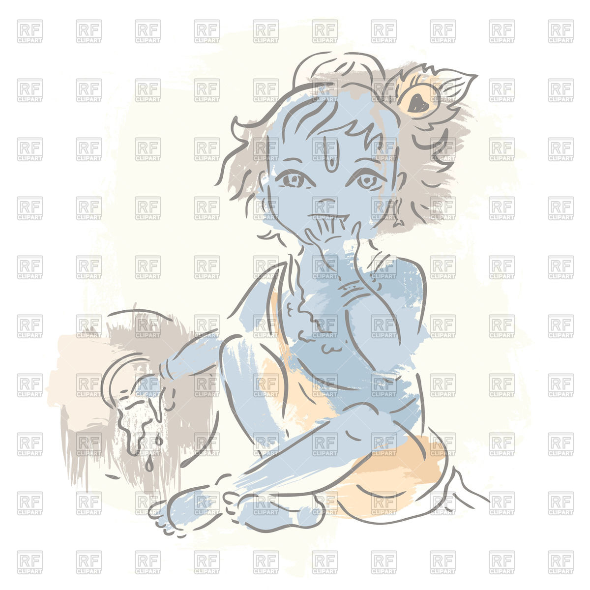 1200x1200 Colorful Sketch Of Child Krishna - Colorful Sketch