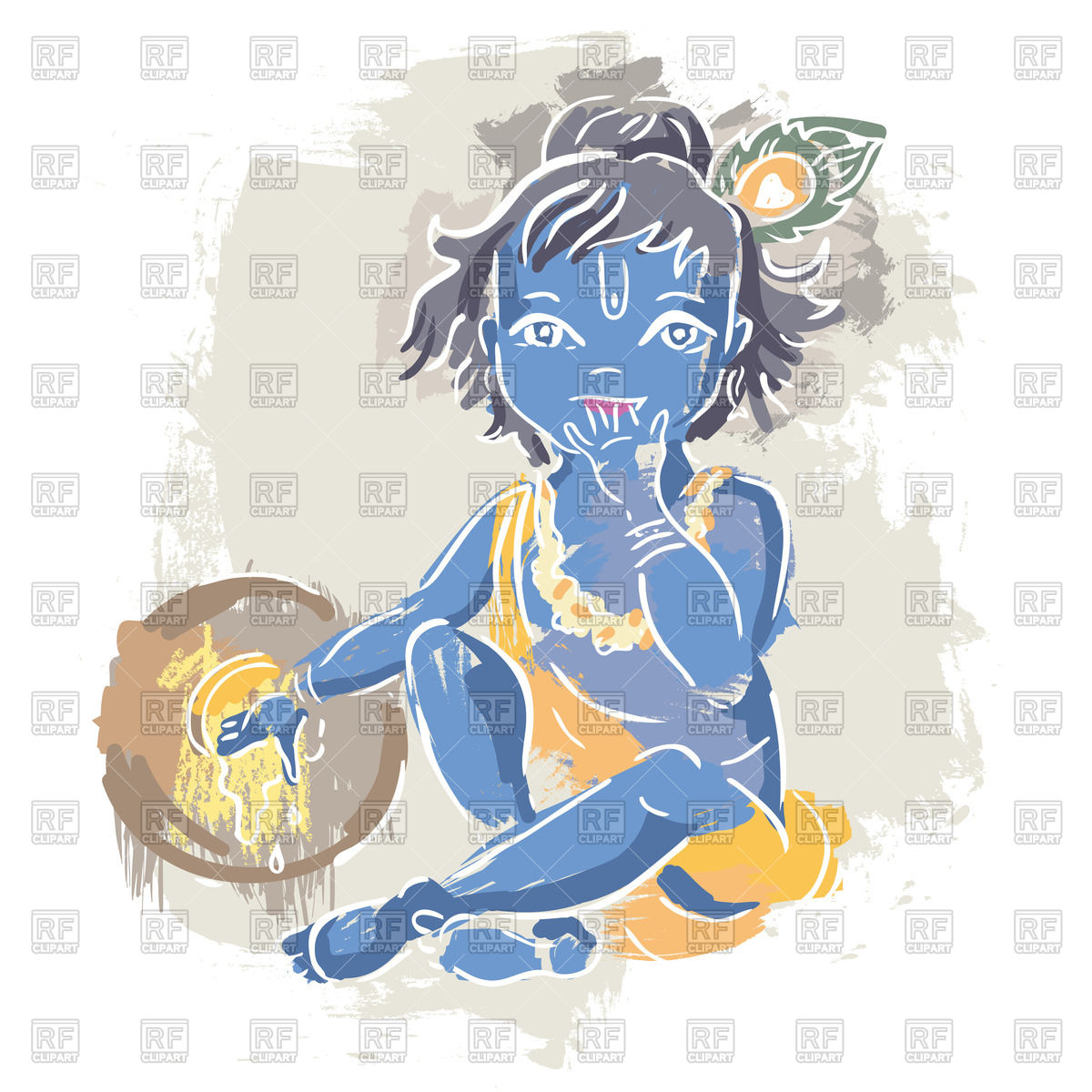 1200x1200 Colorful Sketch Of Hindu God Krishna Vector Image Vector Artwork - Colorful Sketch