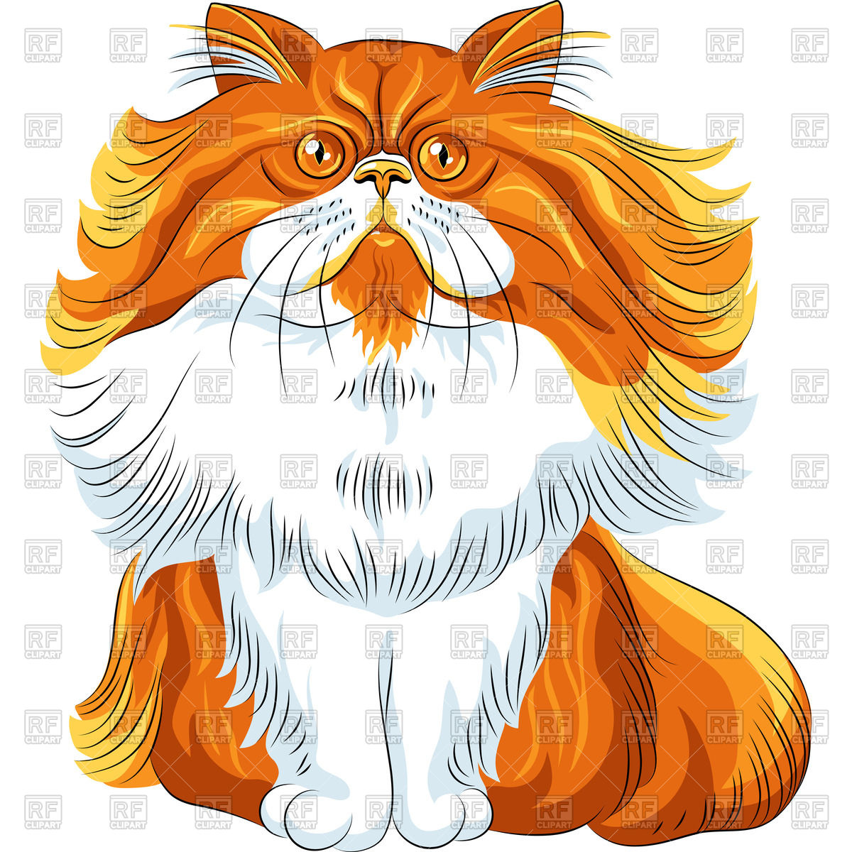 1200x1200 Colorful Sketch Of Red Fluffy Persian Cat Sitting Vector Image - Colorful Sketch