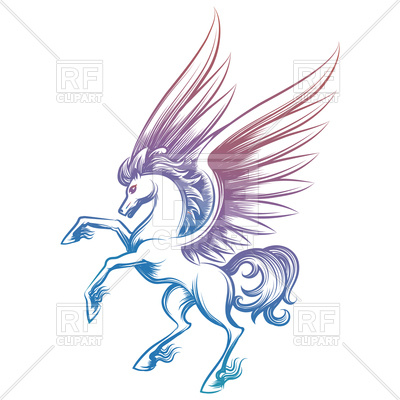 400x400 Pegasus Colorful Sketch On White Background Vector Image Vector - Colorful Sketch