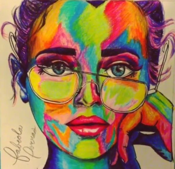 592x574 Sometimes I Color Art. Girl. Colorful. Drawing. Colored Pencils - Colorful Sketch
