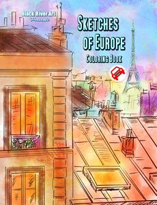 230x300 Sketches Of Europe Travel Size Adult Coloring Book - Coloring Book Sketches