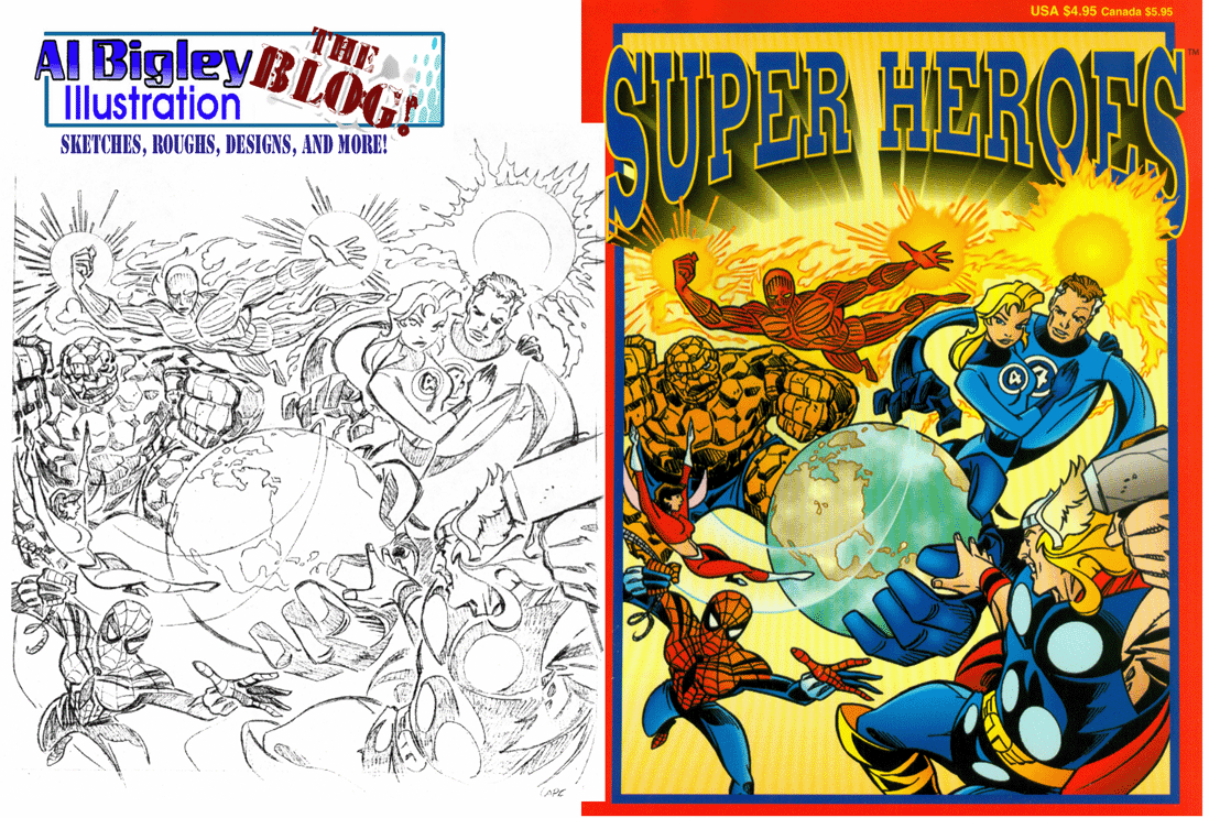 1098x743 Al Bigley Illustration The Blog! More Marvel Superheroes Coloring - Coloring Book Sketches