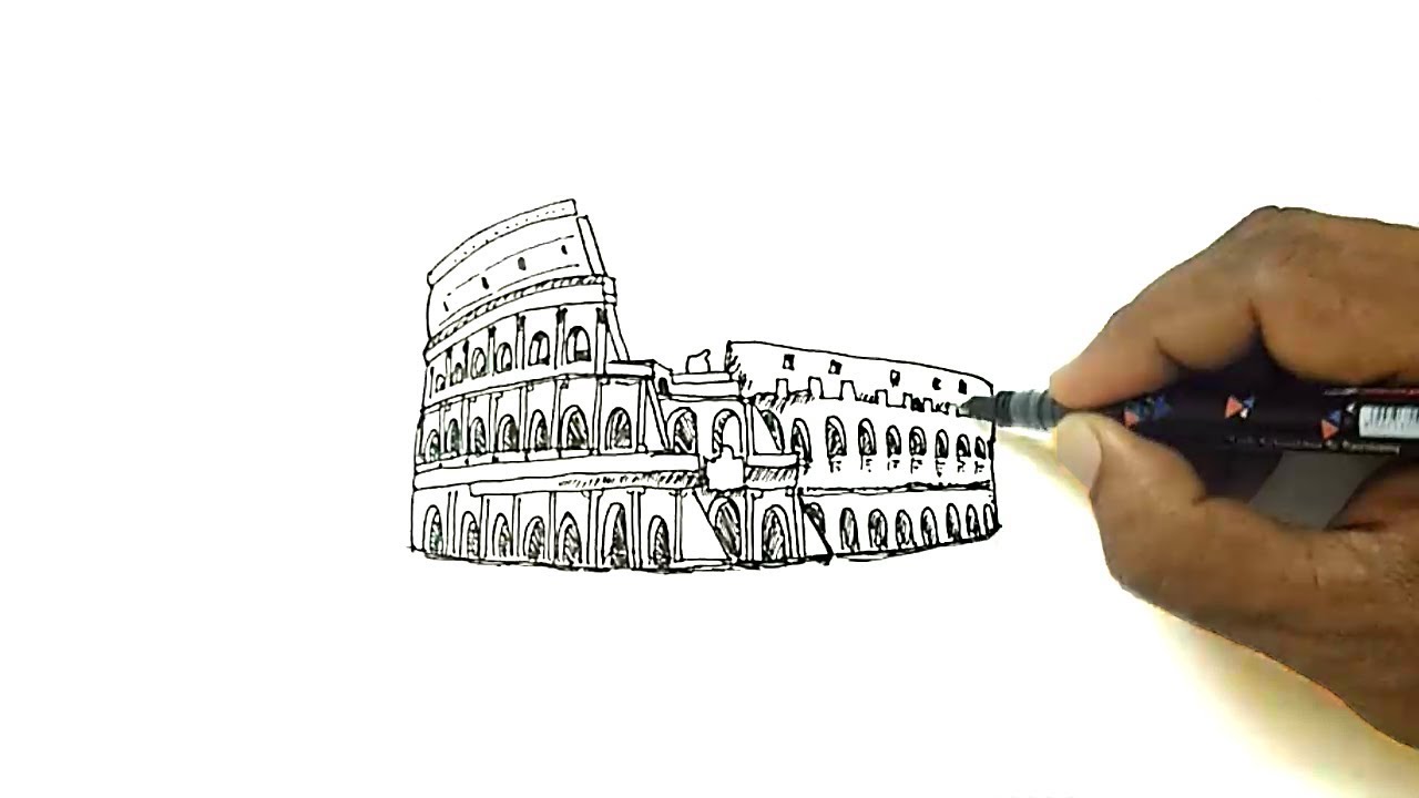 1280x720 How To Draw The Colosseum - Colosseum Sketch
